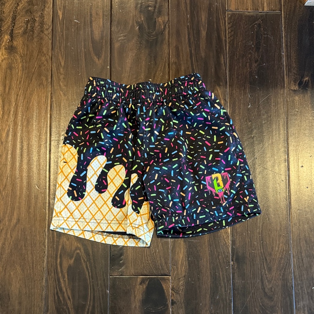 Baseball Lifestyle Colorful Kids Shorts with Sprinkles Design
